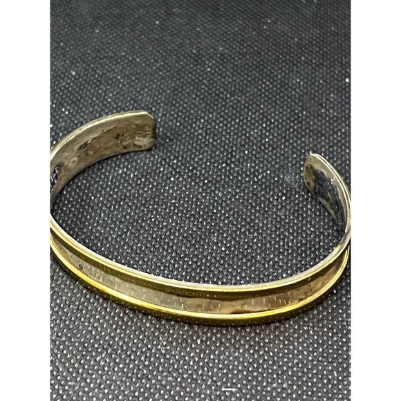 VINTAGE GIDEON STERLING SILVER MID CENTURY MODERNIST TWO TONE CUFF BRACELET - Picture 7 of 7